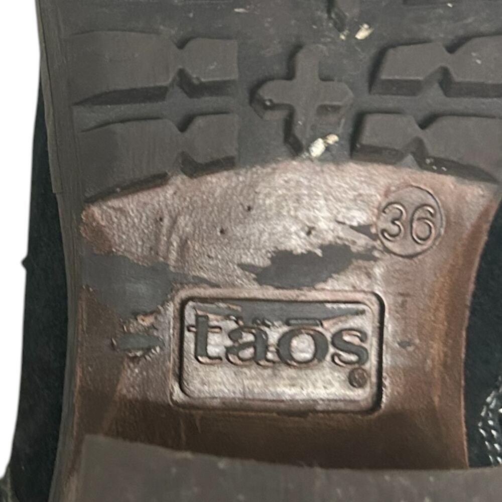 Taos Tall Crave Boots Suede Combat Buckle Lace Tall Black 36 - Picture 4 of 7